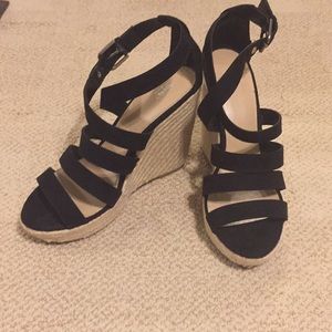 NWOT Mossimo Black Espadrille Wedges Sz 9